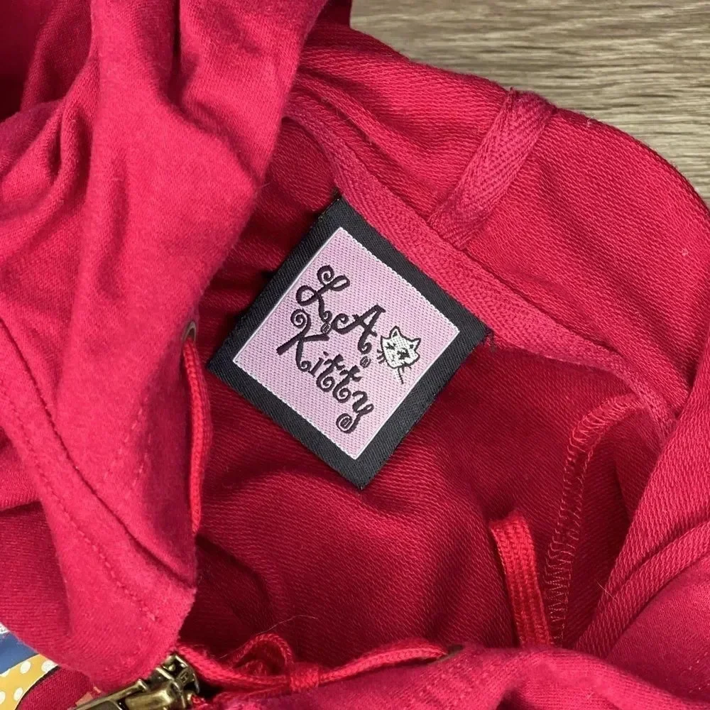LA Kitty Streetwear star red zip up hoodie Small adorable
